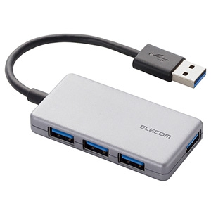 ELECOM USB3.0ハブ バスパワータイプ 4ポート コンパクトタイプ ケーブル長10cm シルバー USB3.0ハブ バスパワータイプ 4ポート コンパクトタイプ ケーブル長10cm シルバー U3H-A416BSV