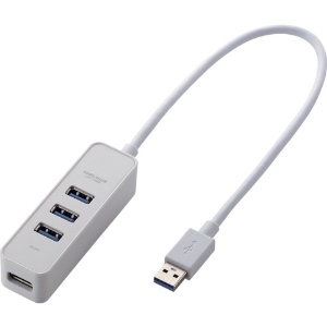 ELECOM USB3.0ハブ バスパワータイプ 4ポート マグネット付 ケーブル長30cm ホワイト USB3.0ハブ バスパワータイプ 4ポート マグネット付 ケーブル長30cm ホワイト U3H-T405BWH