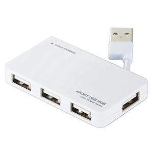 ELECOM USB2.0ハブ バスパワータイプ 4ポート ケーブル収納タイプ ケーブル長29mm ホワイト USB2.0ハブ バスパワータイプ 4ポート ケーブル収納タイプ ケーブル長29mm ホワイト U2H-YKN4BWH