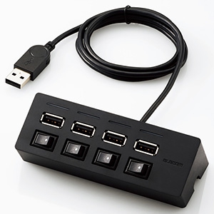 ELECOM USBハブ バスパワータイプ 4ポート 個別スイッチ付 ケーブル長100cm U2H-TZS428BBK