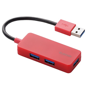 ELECOM USB3.0ハブ バスパワータイプ 3ポート ケーブル固定タイプ ケーブル長10cm レッド USB3.0ハブ バスパワータイプ 3ポート ケーブル固定タイプ ケーブル長10cm レッド U3H-K315BRD