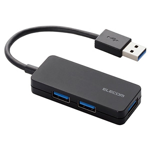 ELECOM USB3.0ハブ バスパワータイプ 3ポート ケーブル固定タイプ ケーブル長10cm ブラック USB3.0ハブ バスパワータイプ 3ポート ケーブル固定タイプ ケーブル長10cm ブラック U3H-K315BBK