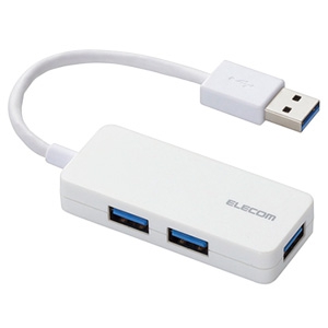 ELECOM USB3.0ハブ バスパワータイプ 3ポート ケーブル固定タイプ ケーブル長10cm ホワイト USB3.0ハブ バスパワータイプ 3ポート ケーブル固定タイプ ケーブル長10cm ホワイト U3H-K315BWH