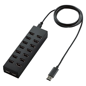 ELECOM USBハブ セルフパワータイプ 16ポート ケーブル着脱式 ケーブル長1.5m USBハブ セルフパワータイプ 16ポート ケーブル着脱式 ケーブル長1.5m U2H-Z16SBK