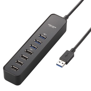 ELECOM USBハブ セルフパワータイプ USB3.0×3ポート+USB2.0×4ポート マグネット付 ケーブル長1m U3H-T706SBK