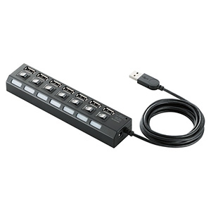 ELECOM USBハブ セルフパワータイプ 7ポート 個別スイッチ付 ケーブル長2m USBハブ セルフパワータイプ 7ポート 個別スイッチ付 ケーブル長2m U2H-TZS720SBK