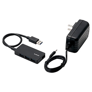 ELECOM USB3.0ハブ セルフパワータイプ 4ポート タブレット用 ACアダプター付 ケーブル長30cm U3HS-A420SBK
