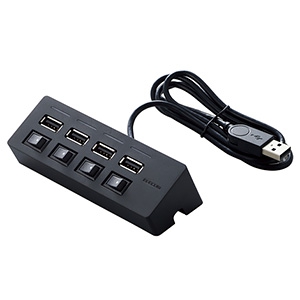 ELECOM USBハブ セルフパワータイプ 4ポート 個別スイッチ付 ACアダプター付 ケーブル長1m USBハブ セルフパワータイプ 4ポート 個別スイッチ付 ACアダプター付 ケーブル長1m U2H-TZS428SBK