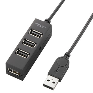 ELECOM USB2.0ハブ セルフパワータイプ 4ポート TV用 ACアダプター付 ケーブル長1m USB2.0ハブ セルフパワータイプ 4ポート TV用 ACアダプター付 ケーブル長1m U2H-TV003SBK
