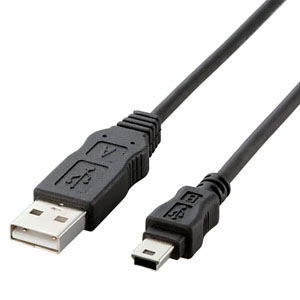 ELECOM USB2.0ケーブル A-miniBタイプ ハロゲンフリーケーブル 簡易パッケージ 1.5m USB-ECOM515