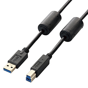 ELECOM フェライトコア付USB3.0ケーブル A-Bタイプ 3m フェライトコア付USB3.0ケーブル A-Bタイプ 3m USB3-BF30BK