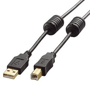 ELECOM フェライトコア付USB2.0ケーブル A-Bタイプ 5m U2C-BF50BK