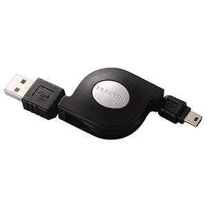 ELECOM 【生産完了品】USB2.0ケーブル 巻取り式 A-miniBタイプ 1.5m USB2.0ケーブル 巻取り式 A-miniBタイプ 1.5m USB-RLM515