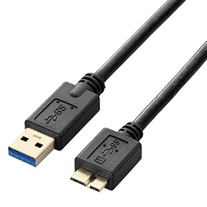 ELECOM USB3.0ケーブル A-microBタイプ 2m ブラック USB3.0ケーブル A-microBタイプ 2m ブラック USB3-AMB20BK