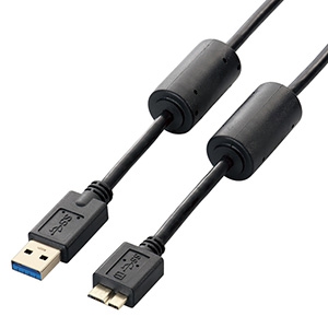 ELECOM フェライトコア付USB3.0ケーブル A-microBタイプ 1m フェライトコア付USB3.0ケーブル A-microBタイプ 1m USB3-AMBF10BK