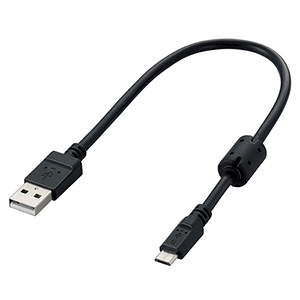 ELECOM フェライトコア付USB2.0ケーブル A-microBタイプ 0.2m ブラック U2C-AMBF2U02BK