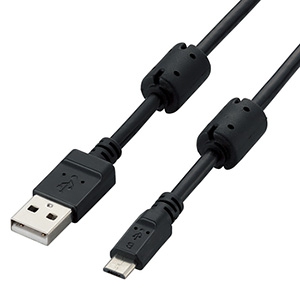 ELECOM フェライトコア付USB2.0ケーブル A-microBタイプ 1.2m ブラック U2C-AMBF2U12BK