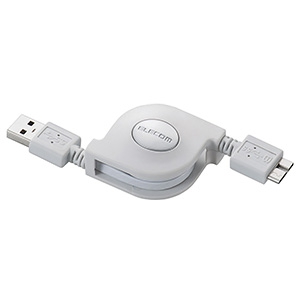 ELECOM USB3.0ケーブル 巻取り式 A-microBタイプ 0.7m ホワイト USB3.0ケーブル 巻取り式 A-microBタイプ 0.7m ホワイト USB3-AMBRL07WH