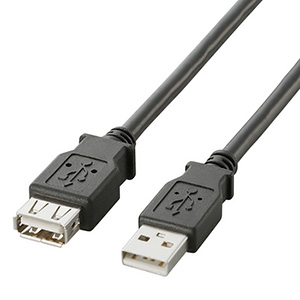 ELECOM USB2.0延長ケーブル Aオス-Aメスタイプ 1m U2C-E10BK
