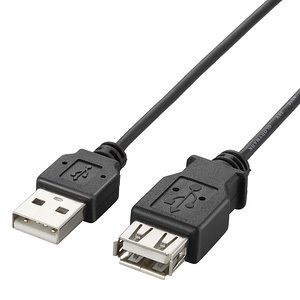 ELECOM USB2.0延長ケーブル 極細タイプ Aオス-Aメスタイプ 1m U2C-EXN10BK