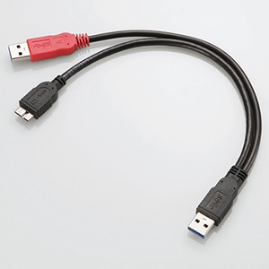 ELECOM ダブルパワーUSB3.0ケーブル ダブル給電タイプ 黒端子側0.3m 赤端子側0.3m ダブルパワーUSB3.0ケーブル ダブル給電タイプ 黒端子側0.3m 赤端子側0.3m USB3-AAMB5DPBK