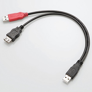 ELECOM ダブルパワーUSB2.0ケーブル ダブル給電タイプ 黒端子側0.3m 赤端子側0.3m ダブルパワーUSB2.0ケーブル ダブル給電タイプ 黒端子側0.3m 赤端子側0.3m USB-AAE5DPBK