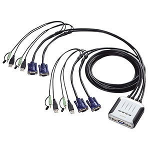 ELECOM 【生産完了品】パソコン切替器 4台切替 ケーブル一体型 USB・D-Sub対応 KVM-KU4
