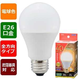 オーム電機(OHM) 【販売終了】LED電球 E26 40形相当 電球色 全方向 LED電球 E26 40形相当 電球色 全方向 LDA4L-GAG93 画像3