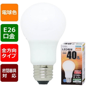 オーム電機(OHM) 【生産完了品】LED電球 E26 40形相当 電球色 LED電球 E26 40形相当 電球色 LDA4L-GAG5 画像3