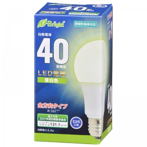 オーム電機(OHM) 【販売終了】LED電球 E26 40形相当 昼白色 全方向 LED電球 E26 40形相当 昼白色 全方向 LDA4N-GAG27