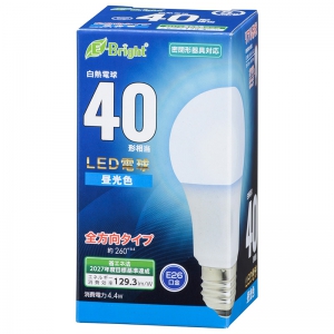 オーム電機(OHM) 【販売終了】LED電球 E26 40形相当 昼光色 全方向 LDA4D-GAG27