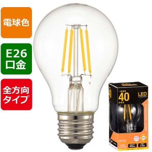 オーム電機(OHM) 【販売終了】LED電球 フィラメント E26 40形相当 全方向 LED電球 フィラメント E26 40形相当 全方向 LDA4LC6 画像4