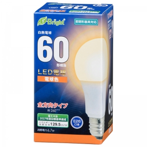 オーム電機(OHM) 【販売終了】LED電球 E26 60形相当 電球色 全方向 LED電球 E26 60形相当 電球色 全方向 LDA7L-GAG27