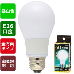 オーム電機(OHM) 【販売終了】【ケース販売特価 12個セット】LED電球 E26 60形相当 昼白色 全方向 【ケース販売特価 12個セット】LED電球 E26 60形相当 昼白色 全方向 LDA7N-GAG92_set 画像2