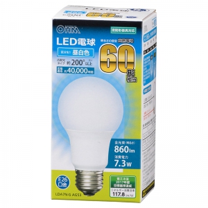 オーム電機(OHM) 【販売終了】LED電球 E26 60形相当 昼白色 広配光 LED電球 E26 60形相当 昼白色 広配光 LDA7N-GAG53
