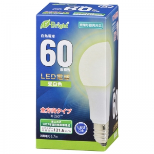 オーム電機(OHM) 【販売終了】LED電球 E26 60形相当 昼白色 全方向 LED電球 E26 60形相当 昼白色 全方向 LDA7N-GAG27