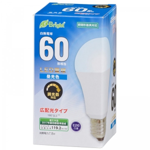オーム電機(OHM) 【販売終了】LED電球 E26 60形相当 昼光色 広配光 LDA8D-G/DAS20