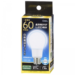 オーム電機(OHM) 【販売終了】LED電球 E26 60形相当 昼光色 全方向 LDA7D-GAG92