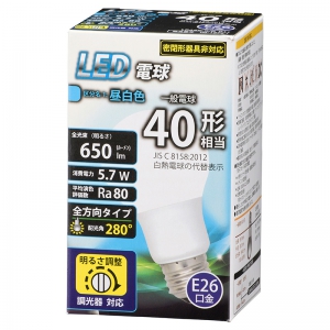 オーム電機(OHM) 【販売終了】【ケース販売特価 12個セット】LED電球 E26 40形相当 調光器対応 昼白色 全方向 【ケース販売特価 12個セット】LED電球 E26 40形相当 調光器対応 昼白色 全方向 LDA6N-G/DG11_set