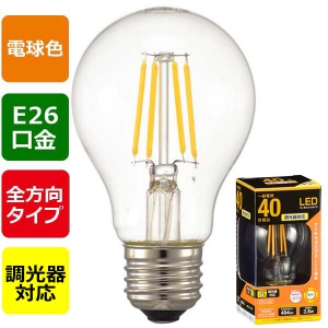 オーム電機(OHM) 【販売終了】【ケース販売特価 12個セット】LED電球 フィラメント E26 40形相当 調光器対応 全方向 【ケース販売特価 12個セット】LED電球 フィラメント E26 40形相当 調光器対応 全方向 LDA4L/DC6_set 画像4