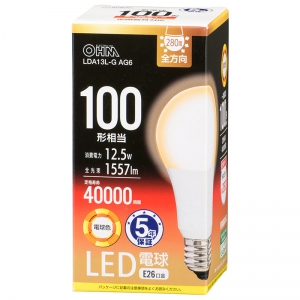 オーム電機(OHM) 【販売終了】LED電球 E26 100形相当 電球色 全方向 LED電球 E26 100形相当 電球色 全方向 LDA13L-GAG6