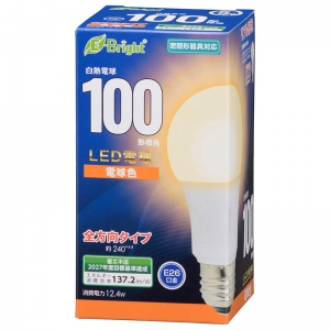 オーム電機(OHM) 【販売終了】LED電球 E26 100形相当 電球色 全方向 LED電球 E26 100形相当 電球色 全方向 LDA12L-GAG27