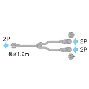 ジェフコム Y型分岐コード 2P SJ-NHシリーズ用 長さ1.2m SJ-NH06-Y12