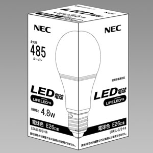 NEC LED電球 一般電球形40W相当 電球色 E26口金 密閉器具対応 LED電球 一般電球形40W相当 電球色 E26口金 密閉器具対応 LDA5L-G/2-キキ