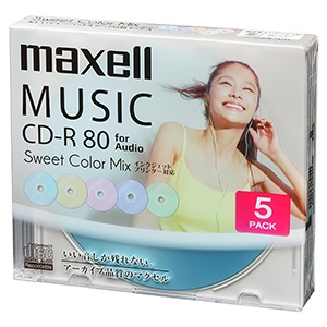 マクセル 【生産完了品】音楽用CD-R 《Sweet Color Mix Series》 80分 5枚入 CDRA80PSM.5S