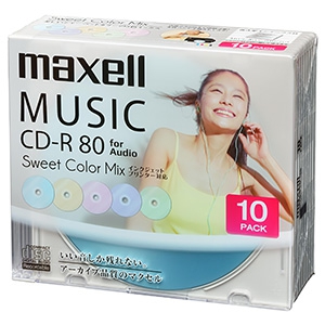 マクセル 【生産完了品】音楽用CD-R 《Sweet Color Mix Series》 80分 10枚入 音楽用CD-R 《Sweet Color Mix Series》 80分 10枚入 CDRA80PSM.10S