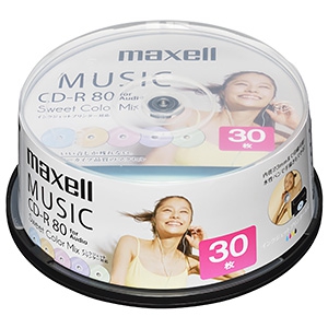 マクセル 【生産完了品】音楽用CD-R 《Sweet Color Mix Series》 80分 30枚入 スピンドルケース CDRA80PSM.30SP