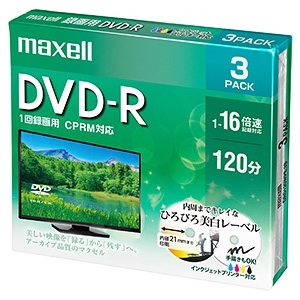 マクセル DVD-R 片面4.7GB 1〜16倍速記録対応 CPRM対応 3枚入 DVD-R 片面4.7GB 1〜16倍速記録対応 CPRM対応 3枚入 DRD120WPE.3S