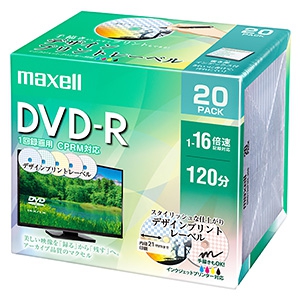マクセル 【生産完了品】録画用DVD-R デザインプリントレーベル 片面4.7GB 1〜16倍速記録対応 CPRM対応 20枚入 DRD120PME.20S