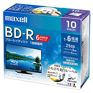 マクセル 録画用BD-R 1層25GB 1〜6倍速記録対応 10枚入 録画用BD-R 1層25GB 1〜6倍速記録対応 10枚入 BRV25WPEH.10S